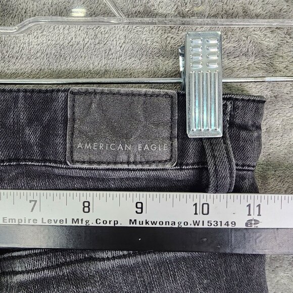Womens Black American Eagle Super Hi Rise Jegging Crop Jeans Distressed Size 000 - Picture 8 of 10